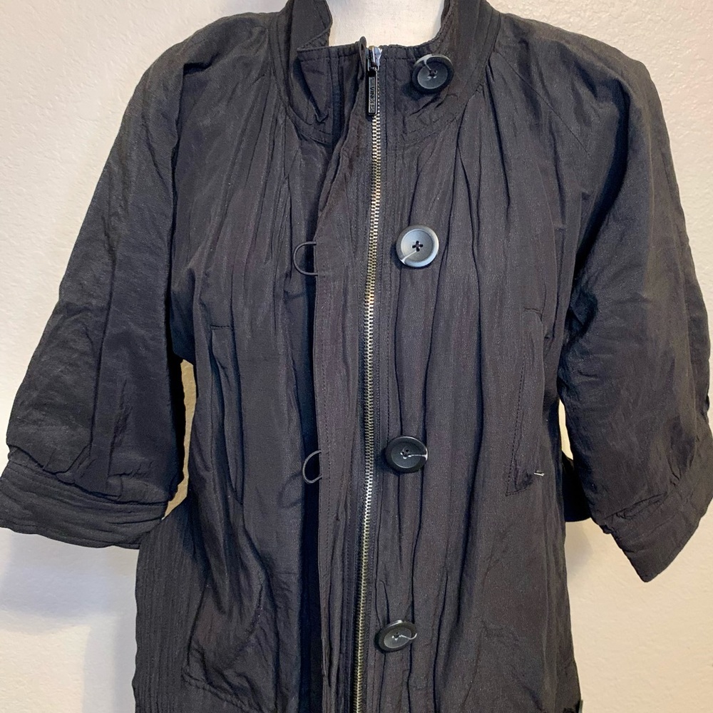 Vince Shimmering Sparkling Jacket Coat With 3/4 Sleeves Black Size XS - Picture 13 of 17